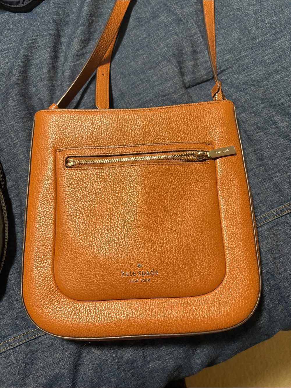 kate spade Pebbled Leather Crossbody in Cognac Brown